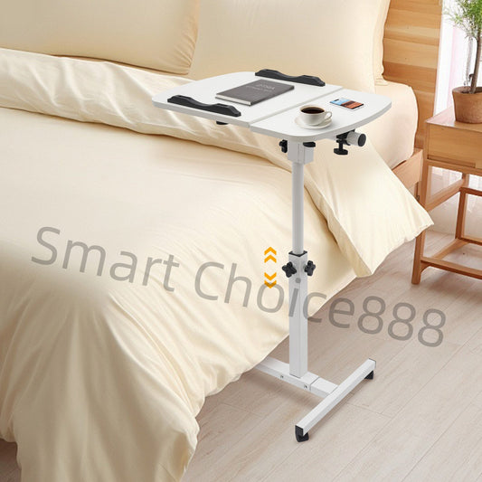 Adjustable Rolling Laptop Table Computer Desk Stand 360°Rotating Tabletop Adjustable Height Ergonomic White Home Office